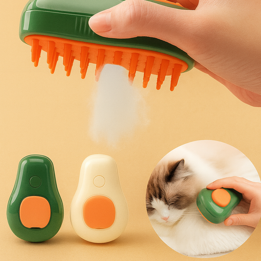 Steamy Avocado Cat Brush – Electric self-cleaning brush with steam for easy pet grooming.