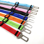 Reflective, elastic seat belt for safe, comfy car rides.