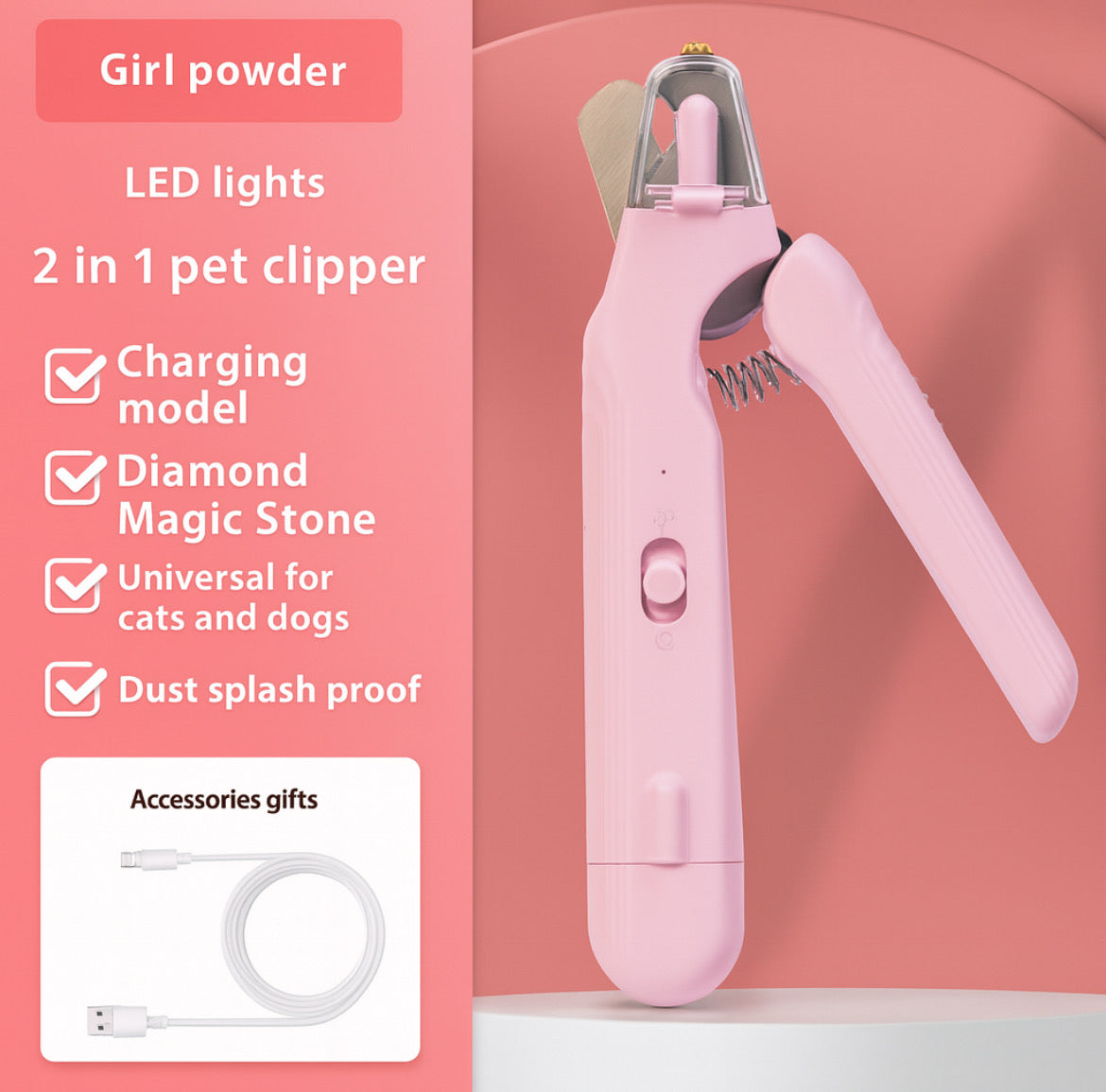 LED pet nail clippers with light for safe, easy trimming. Sharp, comfy, and stress-free.